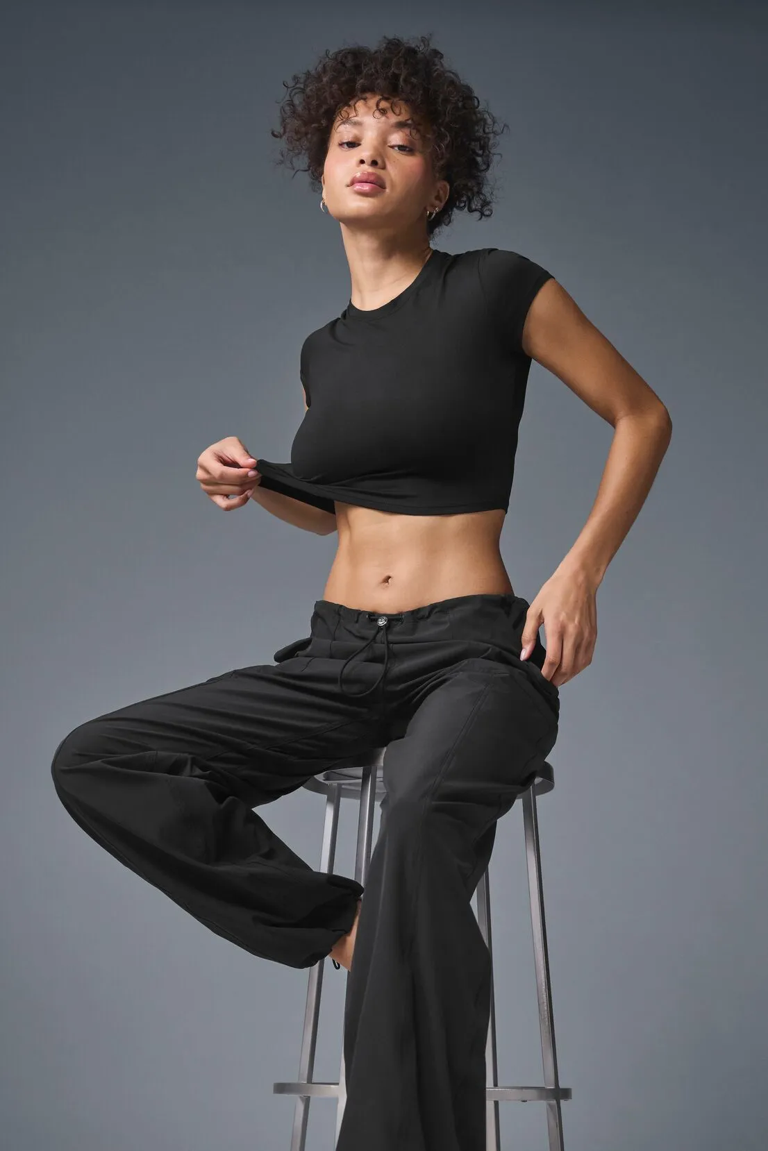 Camiseta Alosoft Crop Finesse Manga Curta