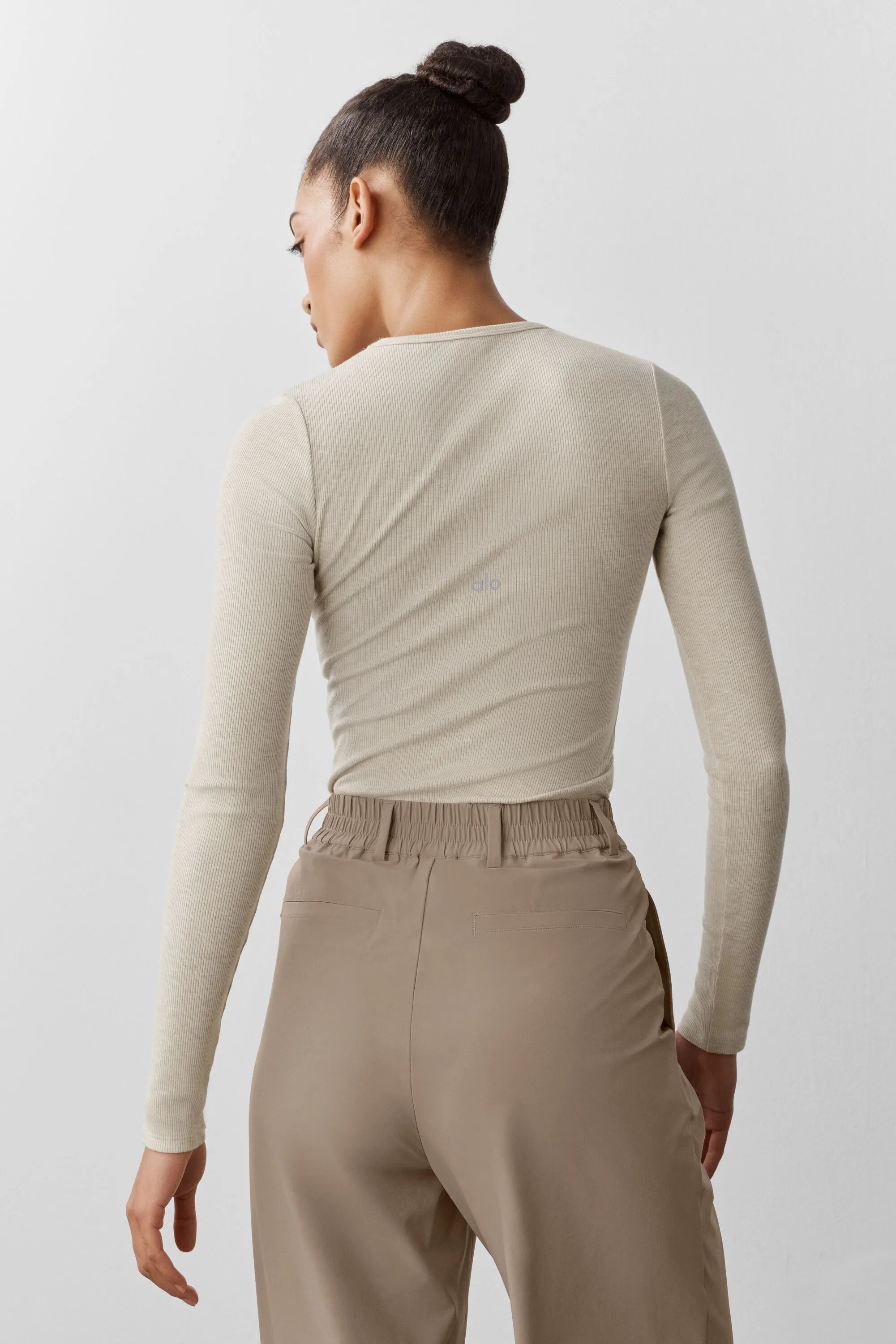 Blusa Ribbed Modal Manga Longa